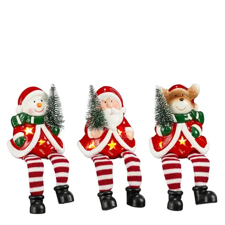 Decoratie kerstman sneeuwman hert dangle groen wit rood (1 stuk, div. soorten) led werkt op batterij