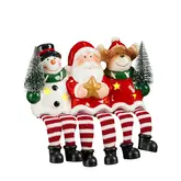 Decoratie kerstman sneeuwman hert dangle rood led werkt op batterijen - l18,5xb6,5xh18cm