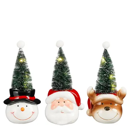 Decoratie kerstman sneeuwman hert groen wit rood (1 stuk, div. soorten) 5 led werkt op batterijen - 