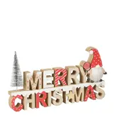 Decoratie merry christmas rood FSC 100% - l28xb3xh16cm