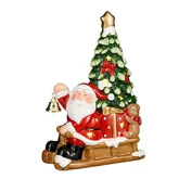 Decoratie slee kerstman rood led battery operated - l17xb9xh24,5cm