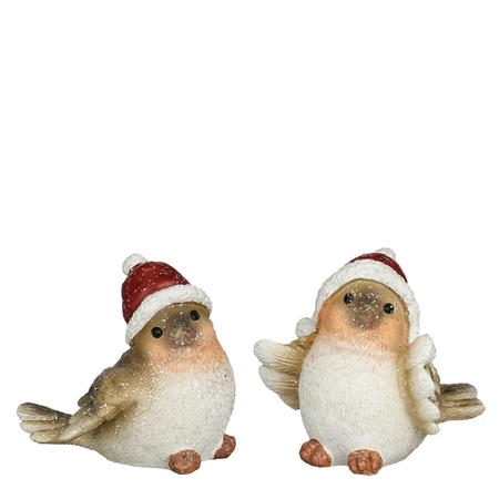 Decoratie vogel bruin 2 assorti - l9xb8,5xh8cm