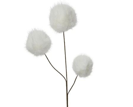 Decoratietak kunstbont met pompons - B12xH70cm Wit - afbeelding 1