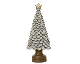 Decoris boom Polyresin Zilver met Glitter 23 cm