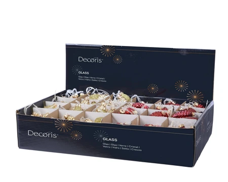 Decoris dennenappel van glas rood goud 2,5 cm - afbeelding 2
