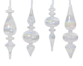 Decoris gedecoreerde glazen kerstbal helder druppelvorm 5,5 cm