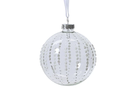Decoris gedecoreerde glazen kerstbal helder rond 8 cm - afbeelding 1