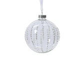 Decoris gedecoreerde glazen kerstbal helder rond 8 cm - afbeelding 1