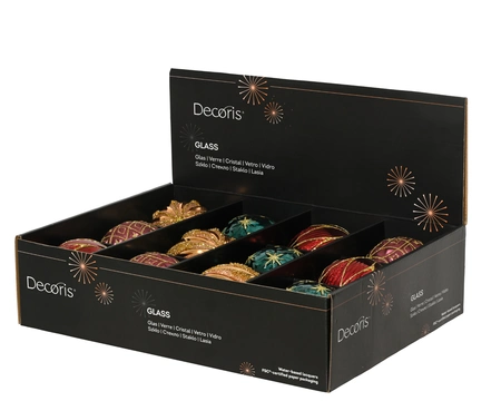 Decoris gedecoreerde kerstbal van glas rond 10 cm - afbeelding 2