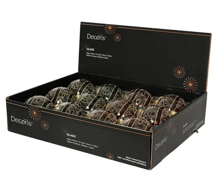 Decoris gedecoreerde kerstbal van glas rond 8 cm - afbeelding 2