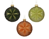 Decoris gedecoreerde kerstbal van glas warme tinten sterdessin 8 cm