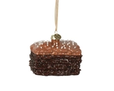 Decoris glazen figuur taart chocoladebruin 8 cm