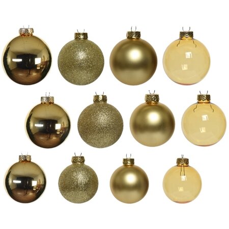 Decoris Glazen Kerstballen Mix 42 stuks - Licht Goud - afbeelding 2