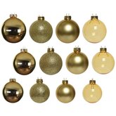 Decoris Glazen Kerstballen Mix 42 stuks - Licht Goud - afbeelding 2