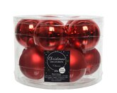Decoris kerstballen glas kerstrood 6 cm - afbeelding 1