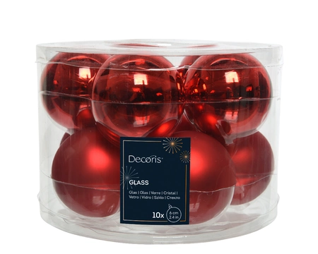 Decoris kerstballen glas kerstrood 6 cm - afbeelding 2