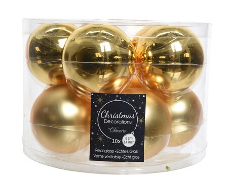 Decoris kerstballen glas lichtgoud 6 cm - afbeelding 1