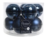 Decoris kerstballen gemaakt van glas nachtblauw 6 cm - afbeelding 1