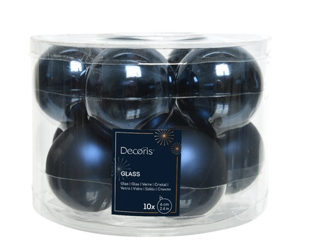 Decoris kerstballen gemaakt van glas nachtblauw 6 cm - afbeelding 2
