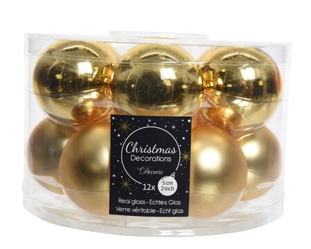 Decoris kerstballen van glas lichtgoud 5 cm - afbeelding 1