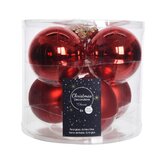 Decoris Glazen Kerstballen Tube 6 stuks - Kerstrood - afbeelding 1