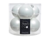 Decoris Glazen kerstballen tube 6 stuks - Wit