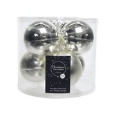 Decoris Glazen Kerstballen Tube 6 stuks - Zilver
