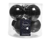 Decoris Glazen kerstballen tube 6 stuks - Zwart
