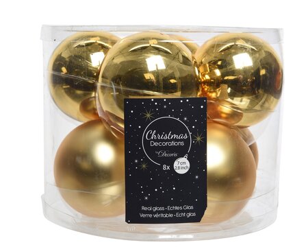 Decoris kerstballen van glas lichtgoud 7 cm - afbeelding 1
