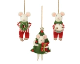 Decoris hangornament wollen muis 7 cm