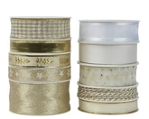 Decoris Kerst Strik goud/parel 400 cm x 1,5 cm Polyester