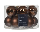 Decoris kerstbal gemaakt van glas espresso 5 cm  