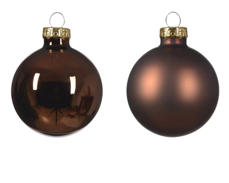 Decoris kerstbal gemaakt van glas espresso 5 cm   - afbeelding 2