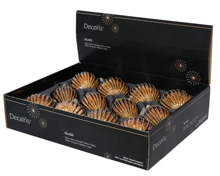 Decoris kerstbal van glas bruin geribbeld 8 cm - afbeelding 2