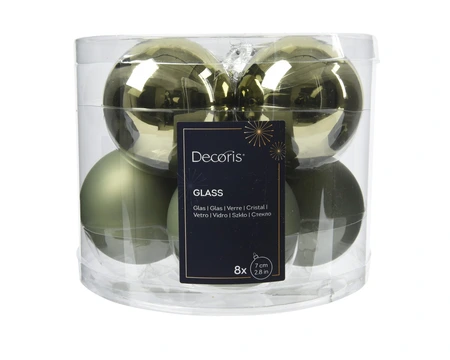 Decoris kerstbal van glas rosemary green 7 cm - afbeelding 1