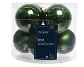 Decoris kerstballen gemaakt van glas dennengroen 7 cm