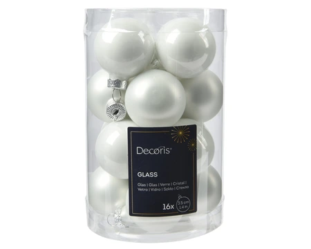 Decoris kerstballen gemaakt van glas winterwit 3,5 cm - afbeelding 1