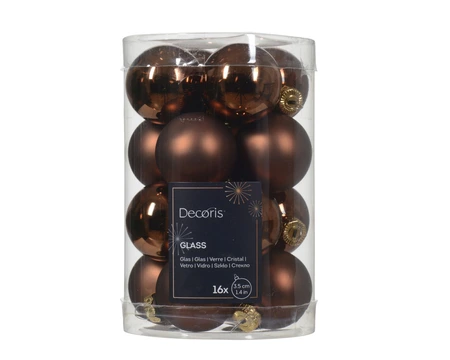 Decoris kerstballen van glas espresso 3,5 cm - afbeelding 1
