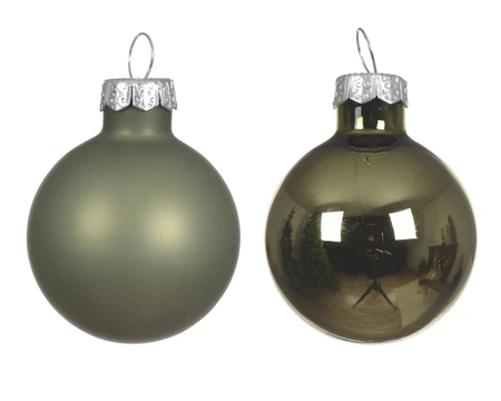 Decoris kerstballen gemaakt van glas rozemarijngroen 3,5 cm - afbeelding 2