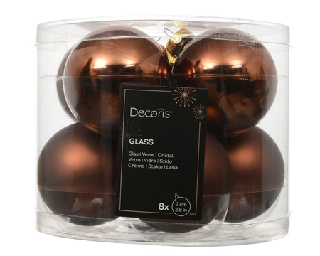Decoris kerstballen gemaakt van glas espresso 7 cm - afbeelding 1