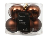 Decoris kerstballen gemaakt van glas espresso 7 cm - afbeelding 1