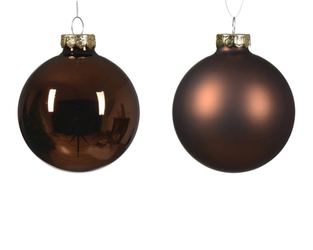 Decoris kerstballen gemaakt van glas espresso 7 cm - afbeelding 2