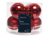 Decoris kerstballen glas rood 7 cm - afbeelding 1