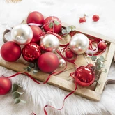 Decoris kerstballen glas rood 7 cm - afbeelding 2