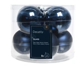 Decoris kerstballen van glas nachtblauw 7 cm