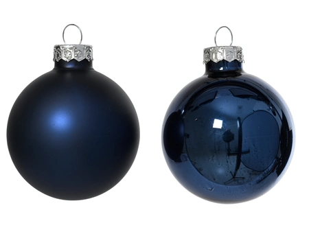 Decoris kerstballen van glas nachtblauw 7 cm - afbeelding 2