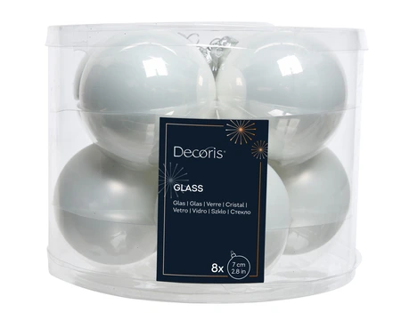 Decoris kerstballen van glas winter white 7 cm - afbeelding 1