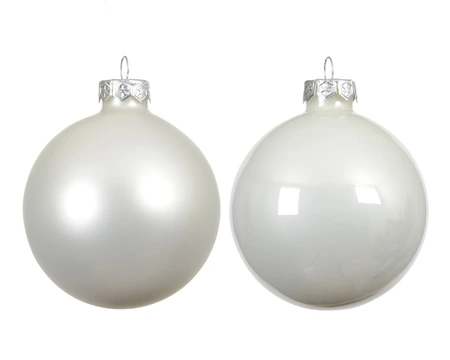 Decoris kerstballen van glas winter white 7 cm - afbeelding 2
