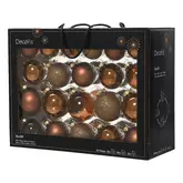 Decoris Kerstballen Glas mix Espresso 42 stuks - afbeelding 1