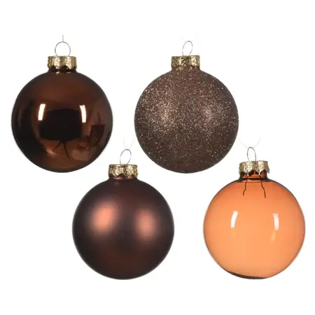 Decoris Kerstballen Glas mix Espresso 42 stuks - afbeelding 2